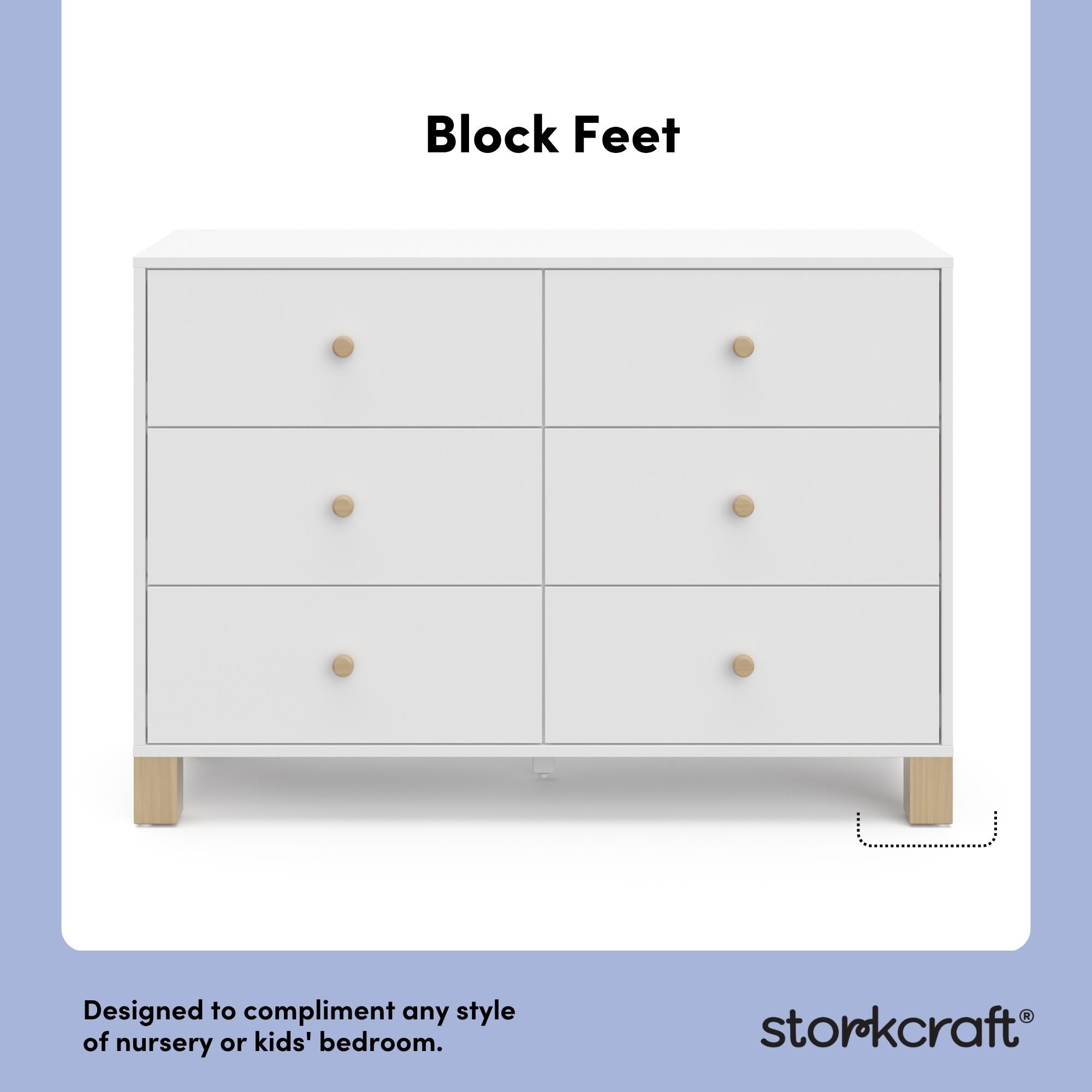 California white with driftwood 6 drawer dresser style callout