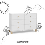 California white with driftwood 6 drawer dresser with black doodles overlaid on image