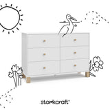 California white with driftwood 6 drawer dresser with black doodles overlaid on image