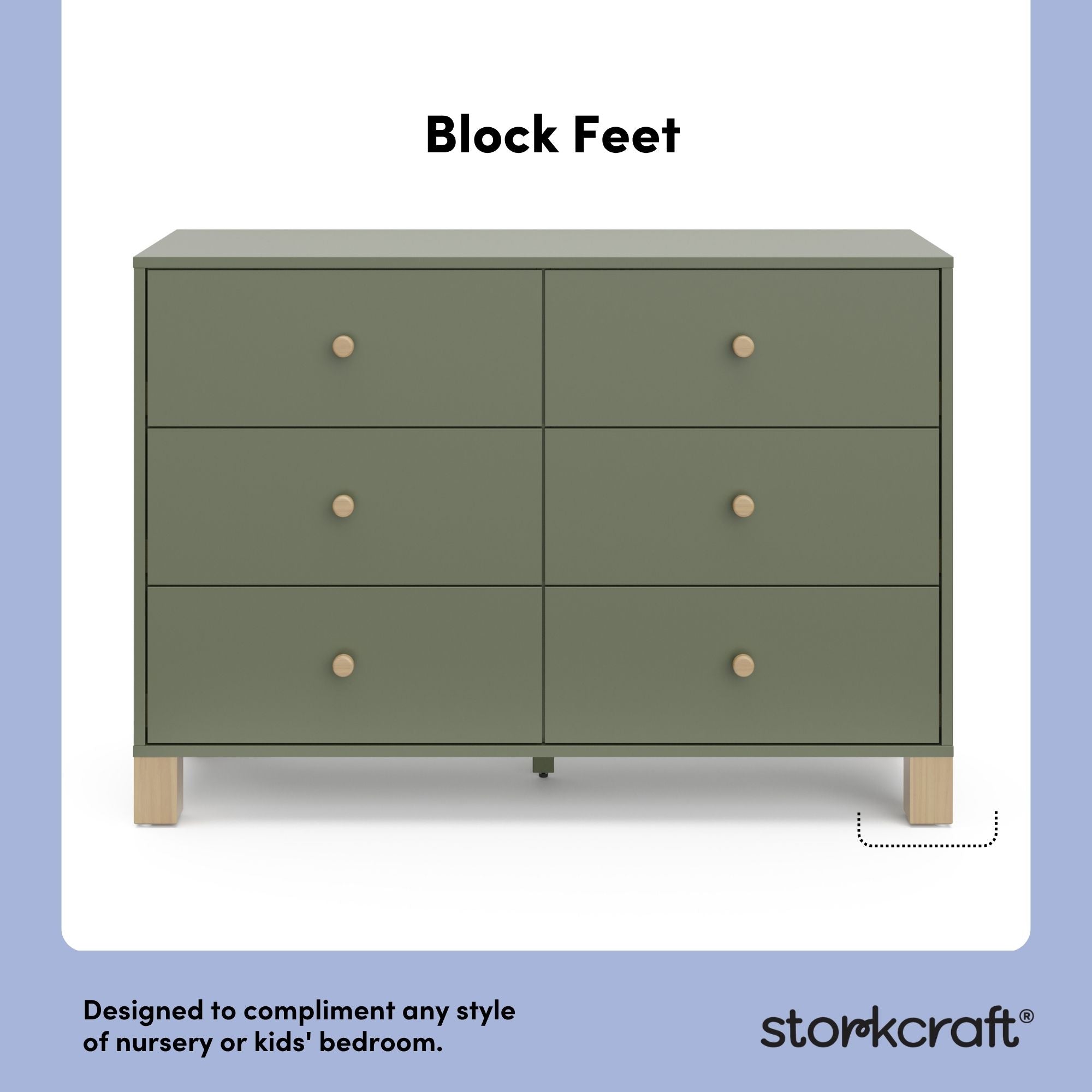 California olive with driftwood 6 drawer dresser style callout
