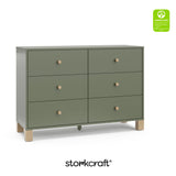 California olive with driftwood 6 drawer dresser with GGG certification logo on top right