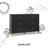 California black with driftwood 6 drawer dresser with black doodles overlaid on image