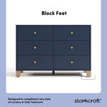 California midnight blue with driftwood 6 drawer dresser style callout