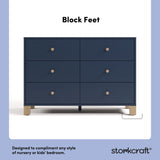 California midnight blue with driftwood 6 drawer dresser style callout