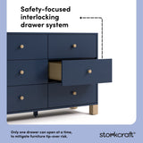 California midnight blue with driftwood 6 drawer dresser interlocking drawer system callout