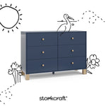California midnight blue with driftwood 6 drawer dresser with black doodles overlaid on image
