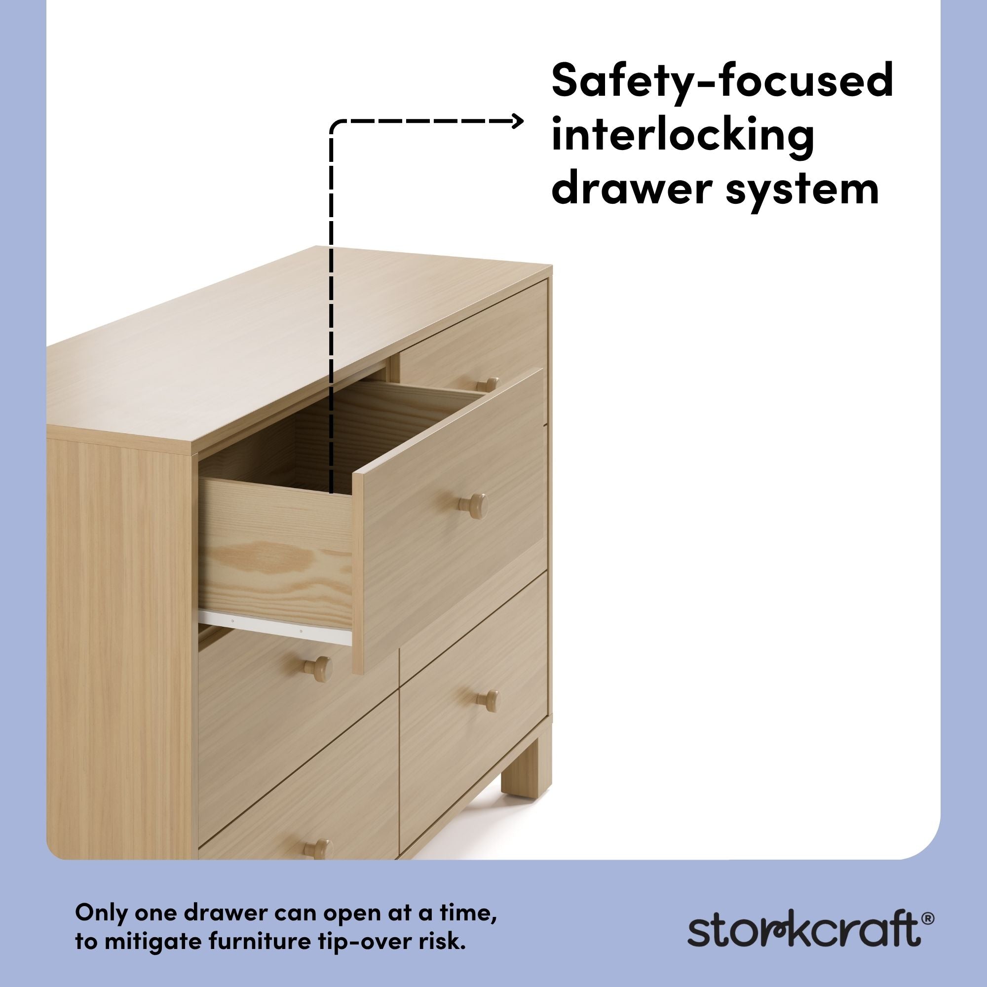 California driftwood 6 drawer dresser interlocking drawer system callout
