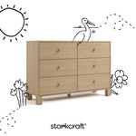 California driftwood 6 drawer dresser with black doodles overlaid on image