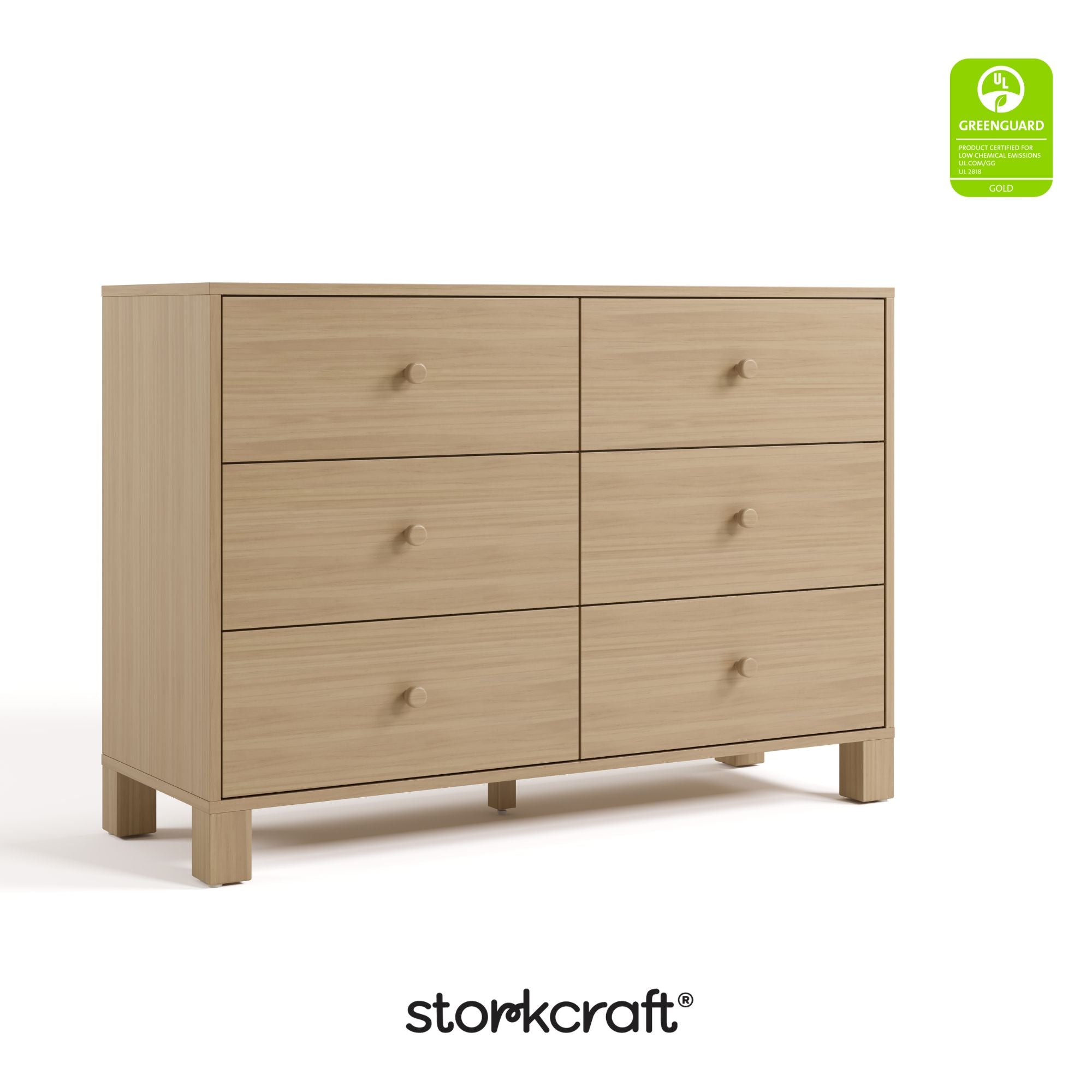 California driftwood 6 drawer dresser with GGG certification logo on top right