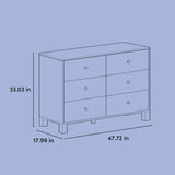 California 6 drawer dresser drawing with dimensions