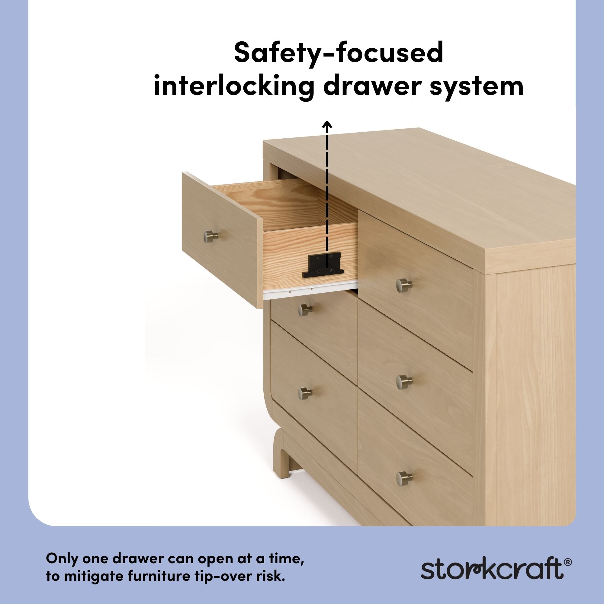 Santorini driftwood 6 drawer double dresser interlocking drawer callout