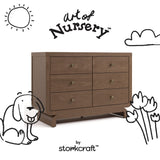 Santorini hazelnut 6 drawer dresser with black doodles overlaid on image