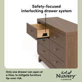 Santorini hazelnut 6 drawer dresser interlocking drawers callout