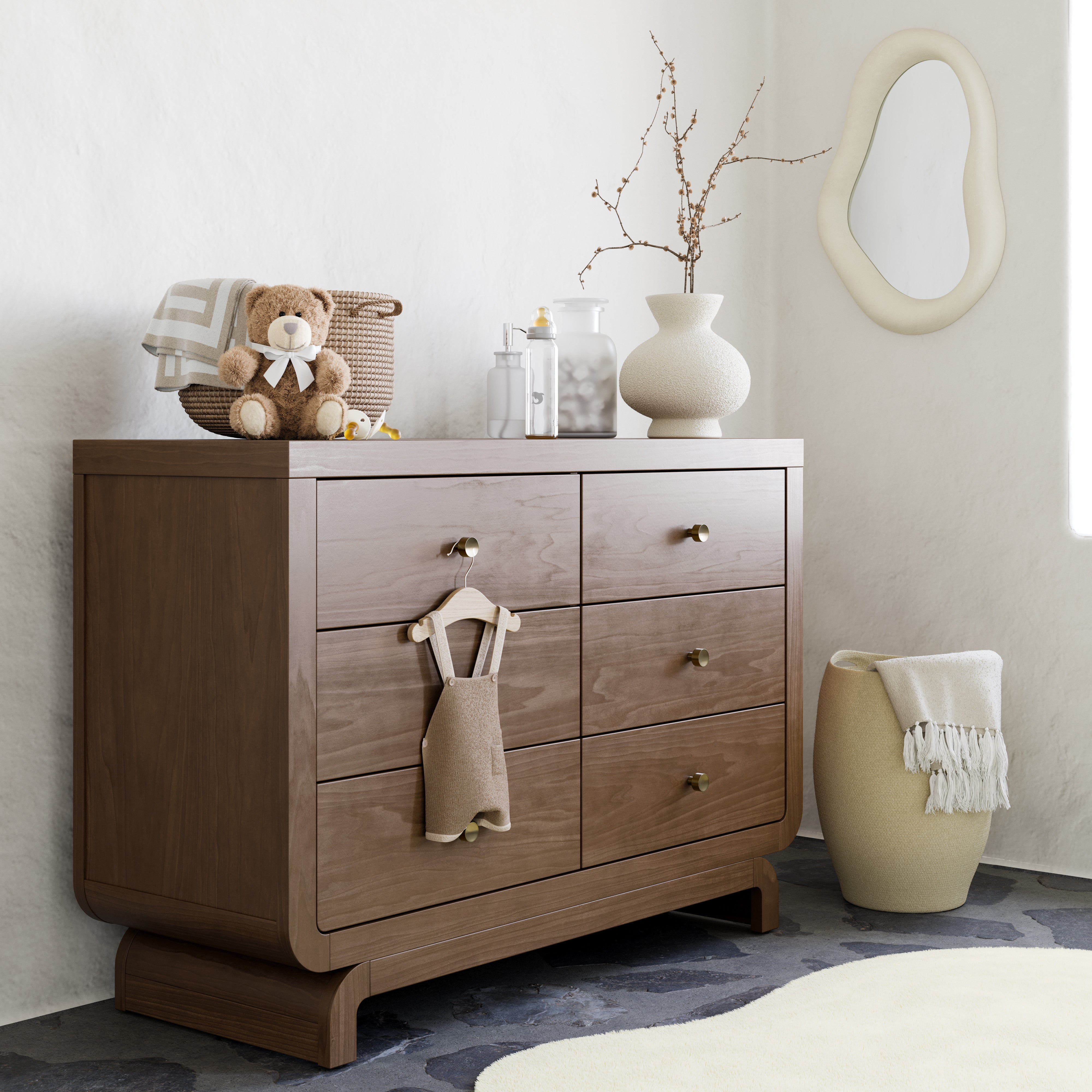 Santorini hazelnut 6 drawer dresser in nursery