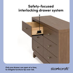 Santorini hazelnut 6 drawer double dresser interlocking drawer callout