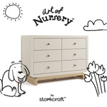 Santorini frosted oat with driftwood 6 drawer dresser with black doodles overlaid on image