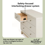 Santorini frosted oat with driftwood 6 drawer dresser interlocking drawers callout