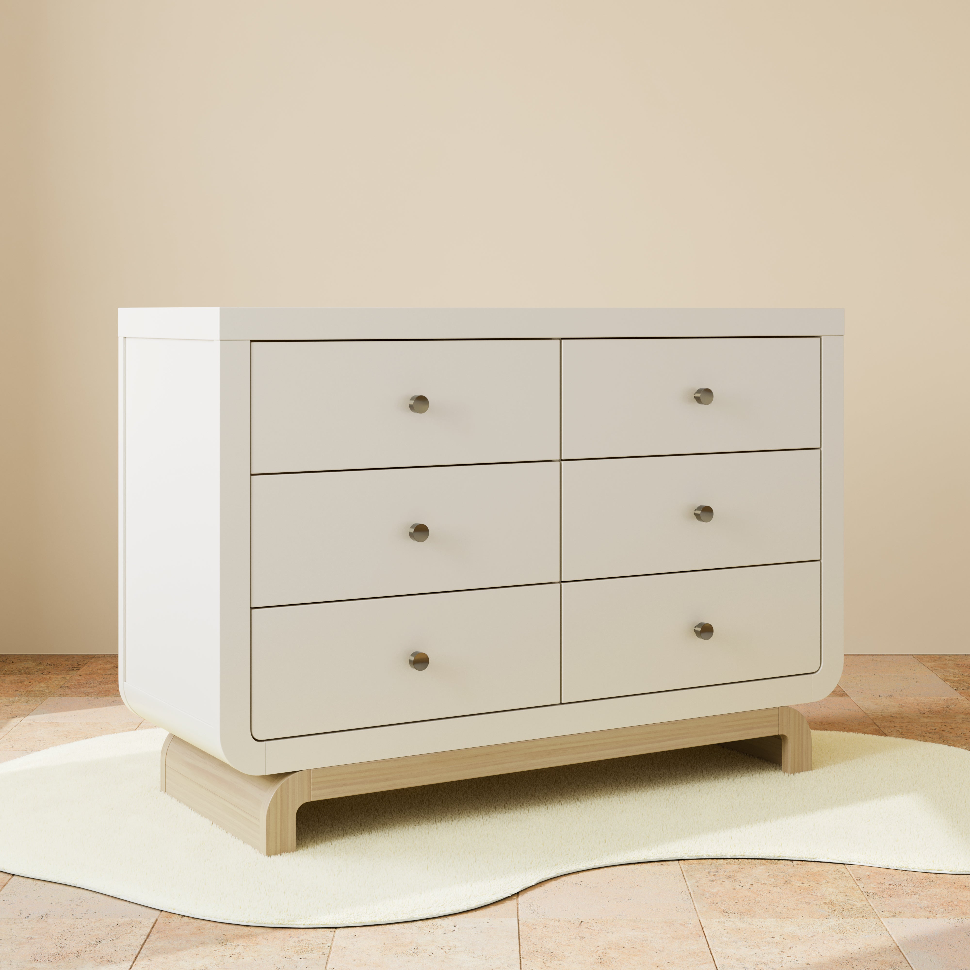 Santorini frosted oat with driftwood 6 drawer dresser in nursery