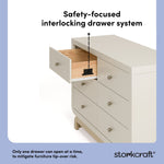 Santorini frosted oat with driftwood 6 drawer double dresser interlocking drawer callout
