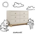 Santorini frosted oat with driftwood 6 drawer double dresser with black doodles overlaid on image