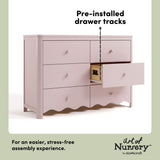 Casablanca blush 6 drawer dresser pre-installed drawer tracks callout