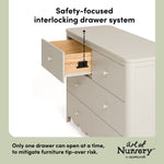 Casablanca frosted oat 6 drawer dresser interlocking drawers callout