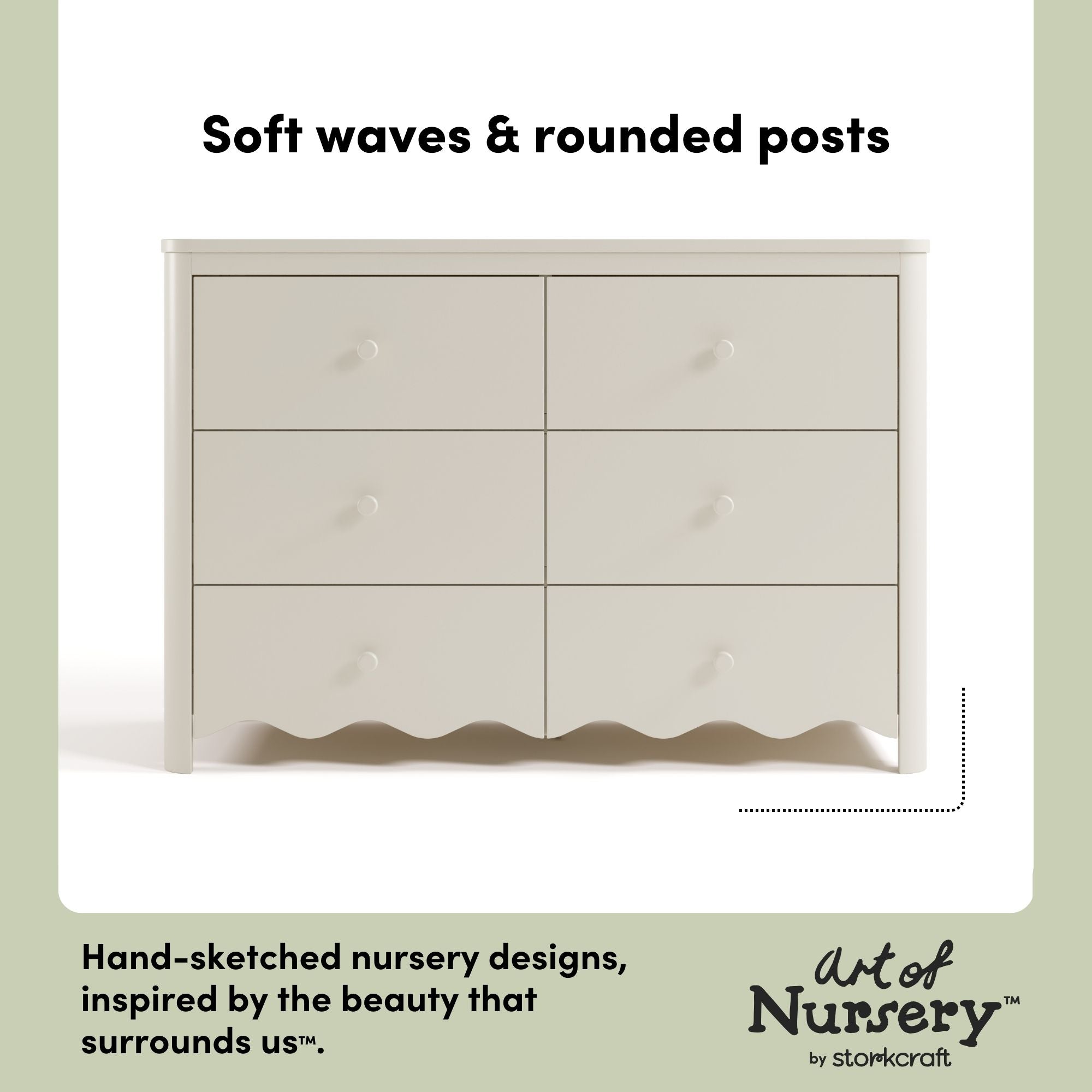 Casablanca frosted oat 6 drawer dresser style callout