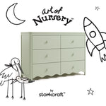 Casablanca sage 6 drawer dresser with black doodles overlaid on image