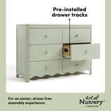 Casablanca sage 6 drawer dresser pre-installed drawer tracks callout