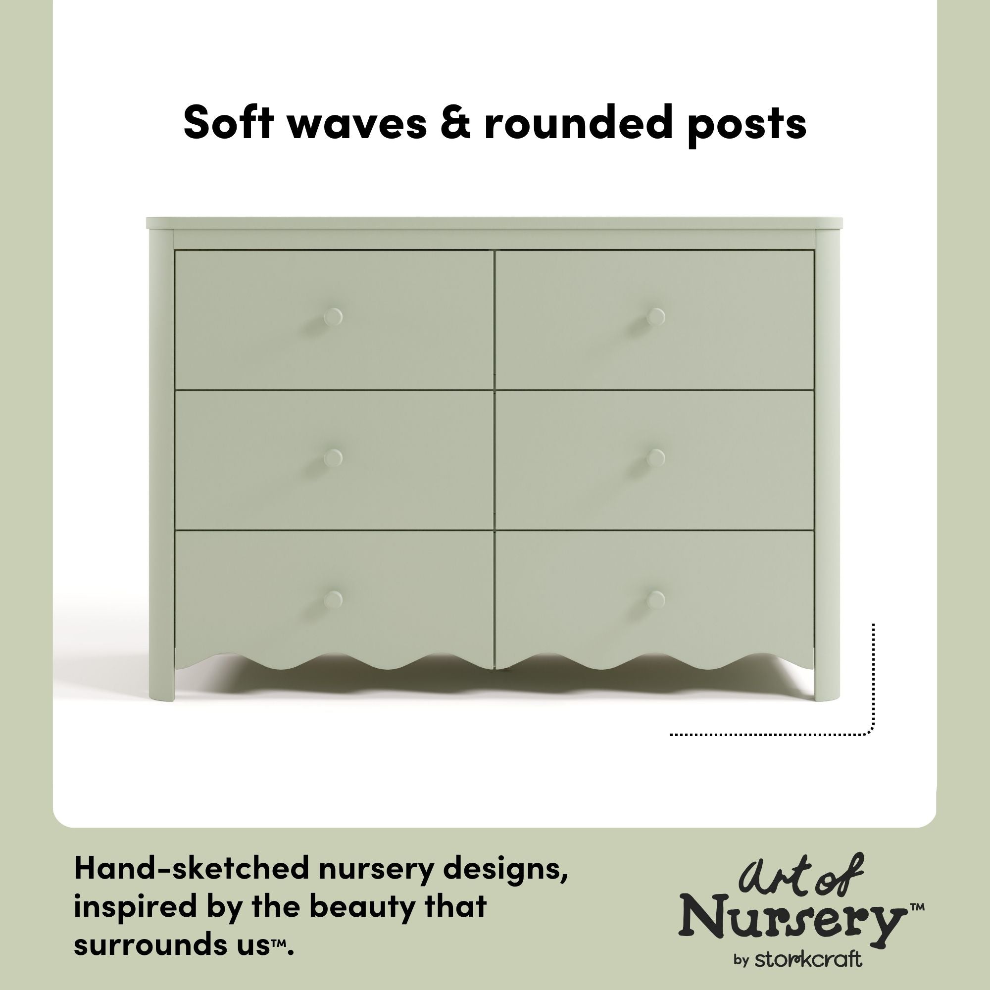 Casablanca sage 6 drawer dresser style callout