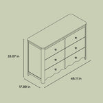 Casablanca 6 drawer dresser line drawing with dimensions