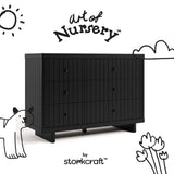 Kyoto black 6 drawer dresser with black doodles overlaid on image
