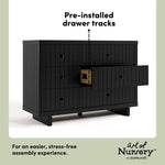 Kyoto black 6 drawer dresser pre-installed drawer tracks callout