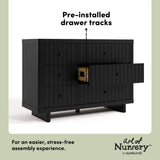 Kyoto black 6 drawer dresser pre-installed drawer tracks callout