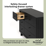Kyoto black 6 drawer dresser interlocking drawers callout