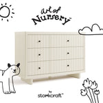 Kyoto frosted oat 6 drawer dresser with black doodles overlaid on image