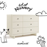 Kyoto frosted oat 6 drawer dresser with black doodles overlaid on image