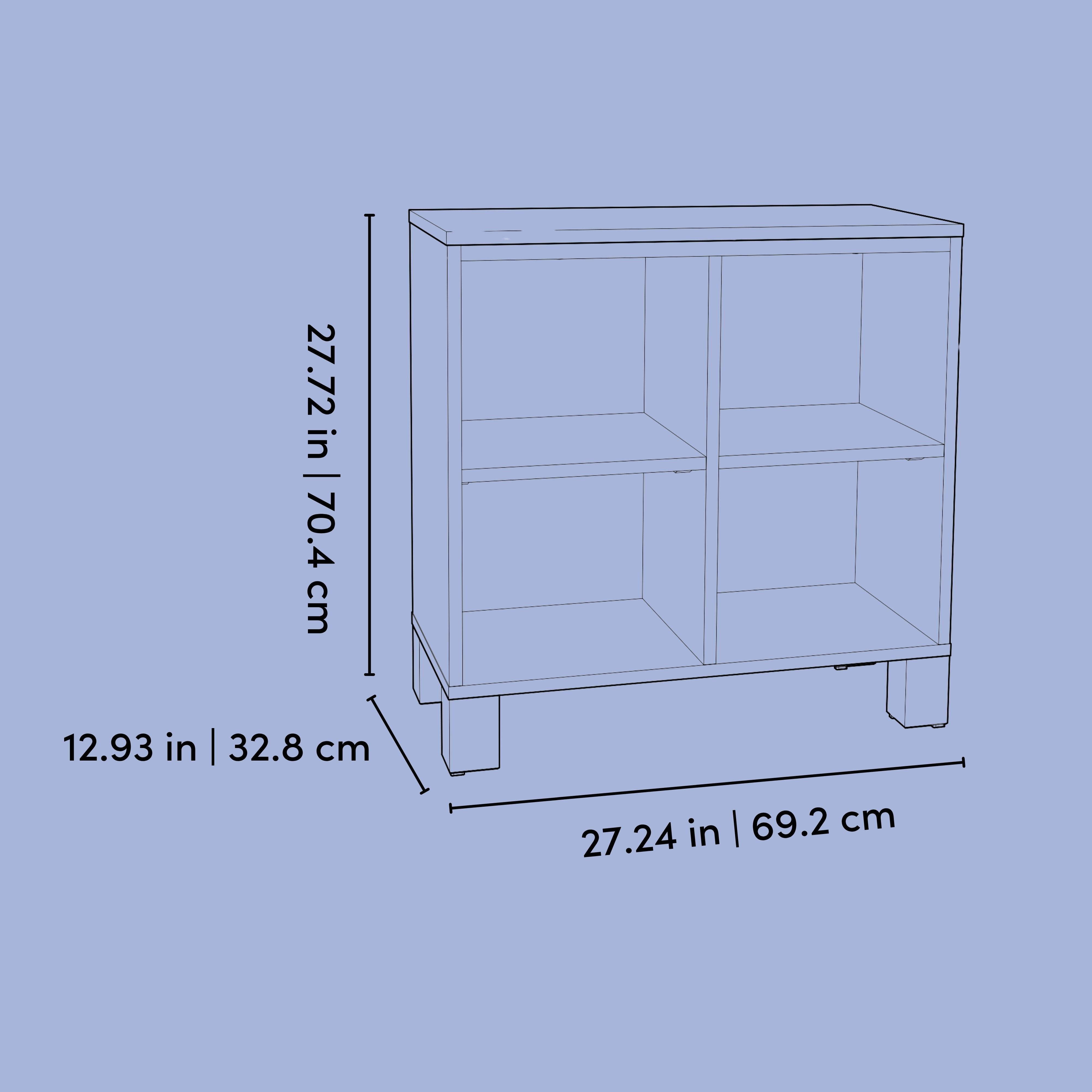 California cube organizer bookcase line drawing with dimensions