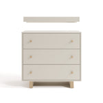 Texas frosted oat with driftwood 3 drawer chest with changing topper front view
