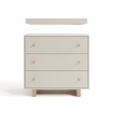 Texas frosted oat with driftwood 3 drawer chest with changing topper front view