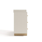 Texas frosted oat with driftwood 3 drawer chest with changing topper side view