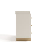 Texas frosted oat with driftwood 3 drawer chest with changing topper side view