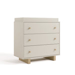 Texas frosted oat with driftwood 3 drawer chest with changing topper angle view