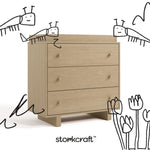 Texas driftwood 3 drawer chest with changing topper with black doodles overlaid on image