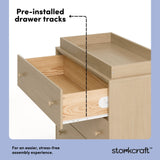 Texas driftwood 3 drawer chest with changing topper pre-installed drawer tracks callout