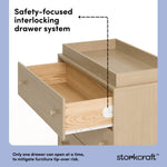 Texas driftwood 3 drawer chest with changing topper interlocking drawers callout