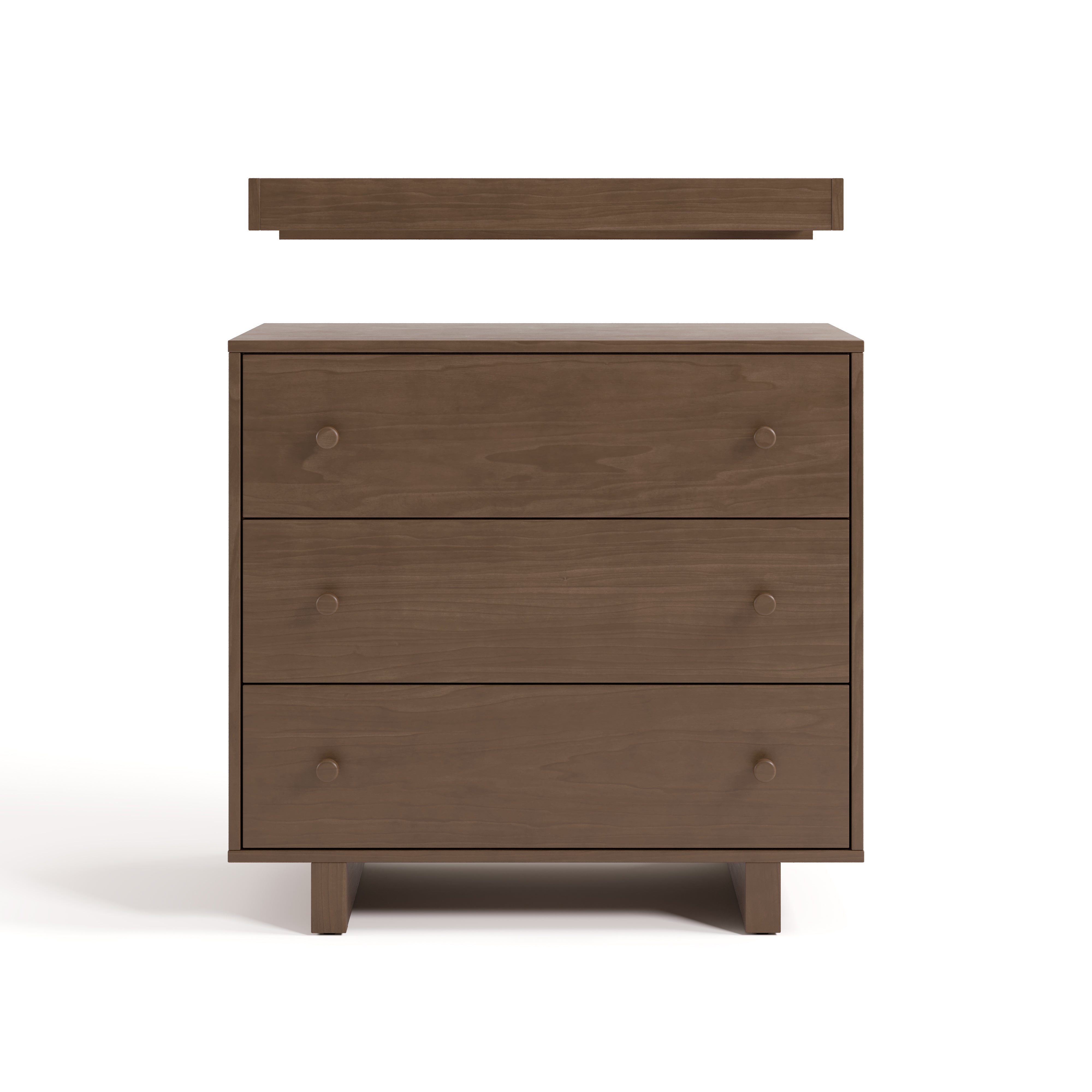 Texas hazelnut 3 drawer chest with changing topper front view