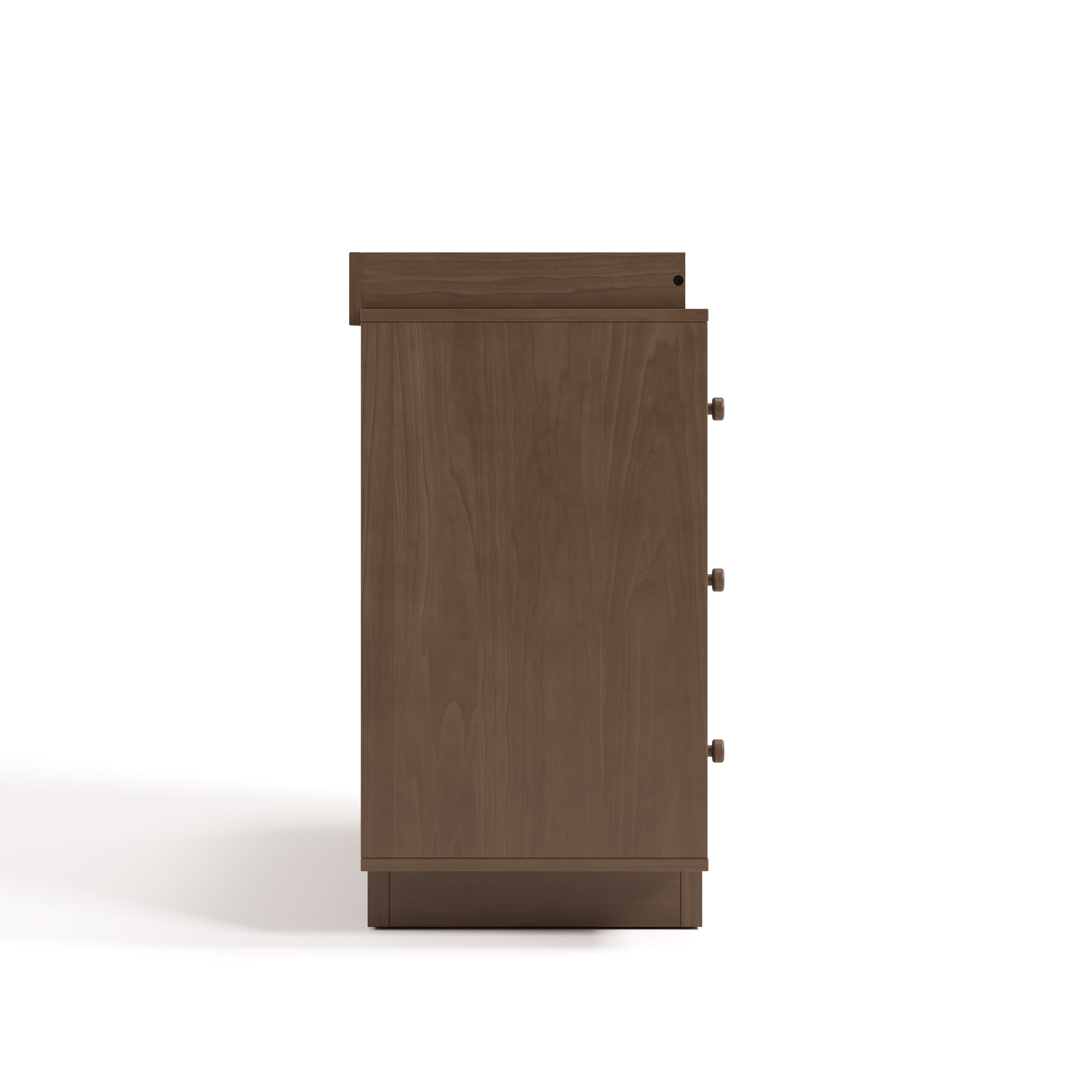 Texas hazelnut 3 drawer chest with changing topper side view