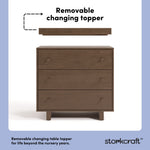 Texas hazelnut 3 drawer chest with changing topper removable topper callout