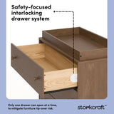 Texas hazelnut 3 drawer chest with changing topper interlocking drawers callout